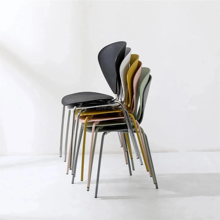 Contemporary plastic dining chair globus with context.