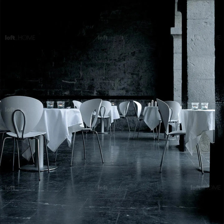 Contemporary plastic dining chair globus detail 1.