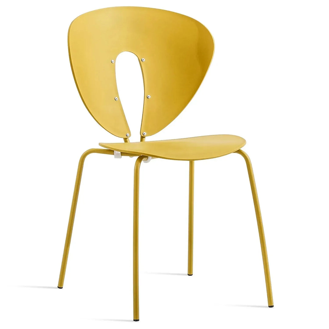 Contemporary plastic dining chair globus in white background.
