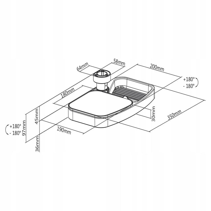 Modern plastic under desk swivel storage tray with mouse platform decor size charts.