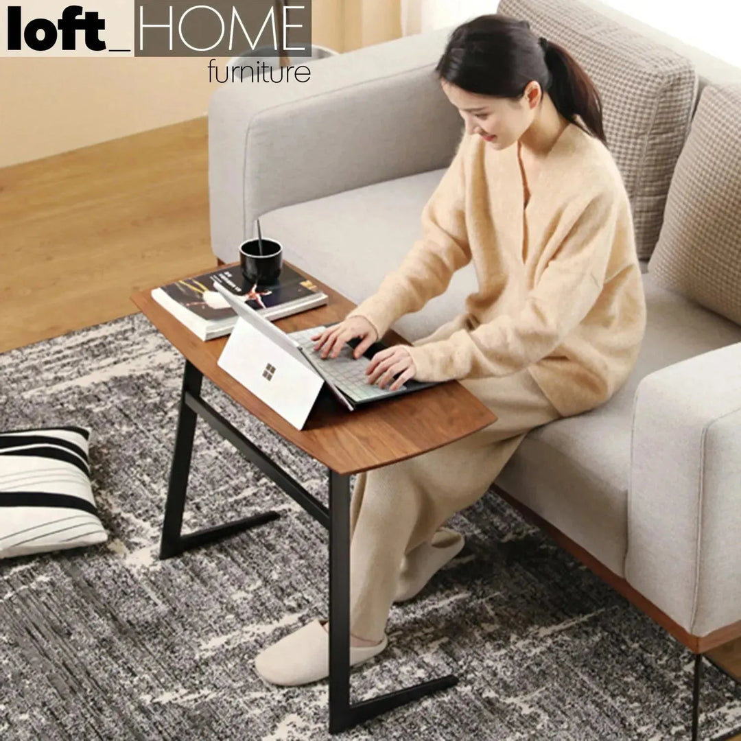 Modern plywood side table ivan wood l in close up details.