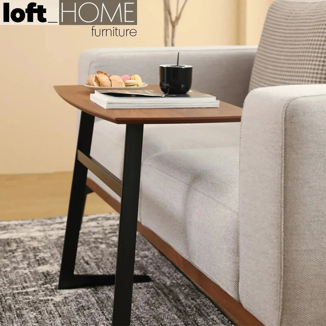 Modern plywood side table ivan wood l in real life style.