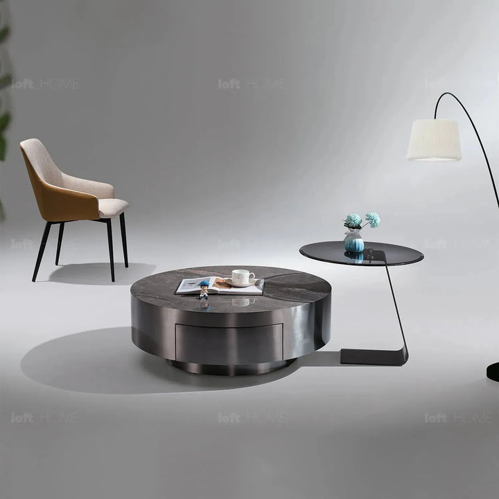 Modern sintered stone coffee table 2pcs set bonis grey material variants.