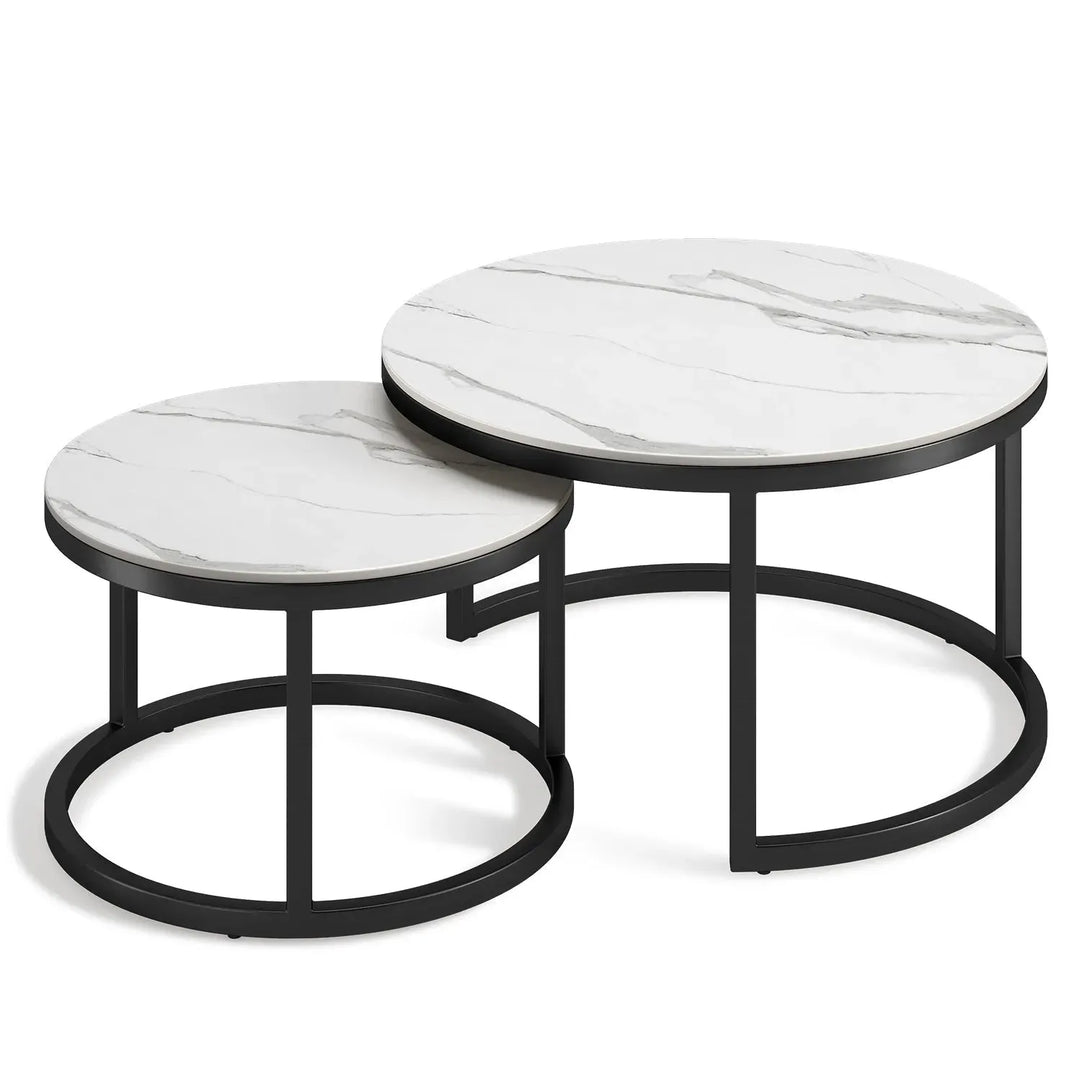 Modern sintered stone coffee table black in panoramic view.