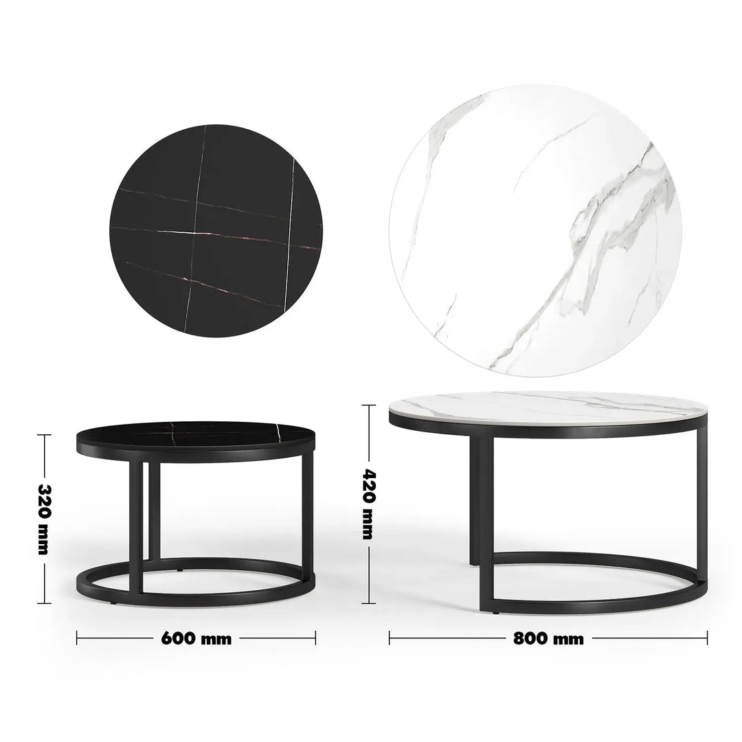 Modern sintered stone coffee table black size charts.