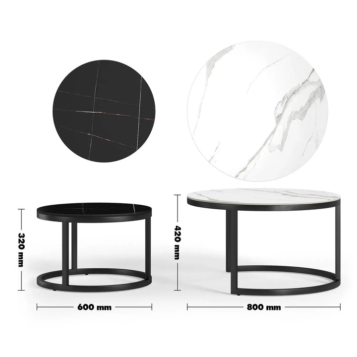 Modern sintered stone coffee table black size charts.