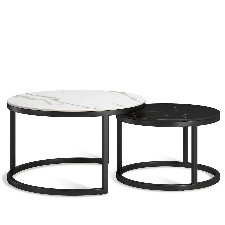Modern sintered stone coffee table black in white background.