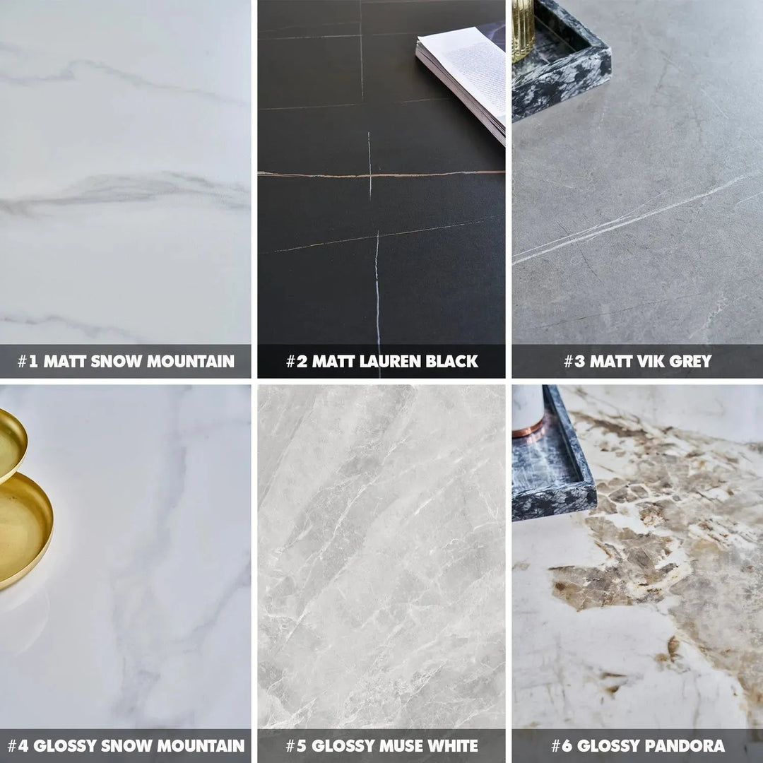 Modern sintered stone coffee table black material variants.