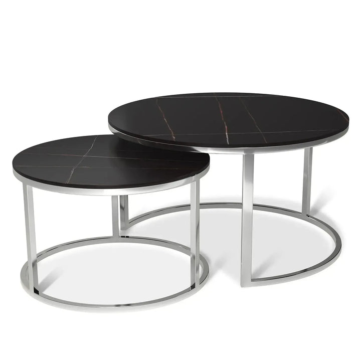 Modern sintered stone coffee table silver in still life.