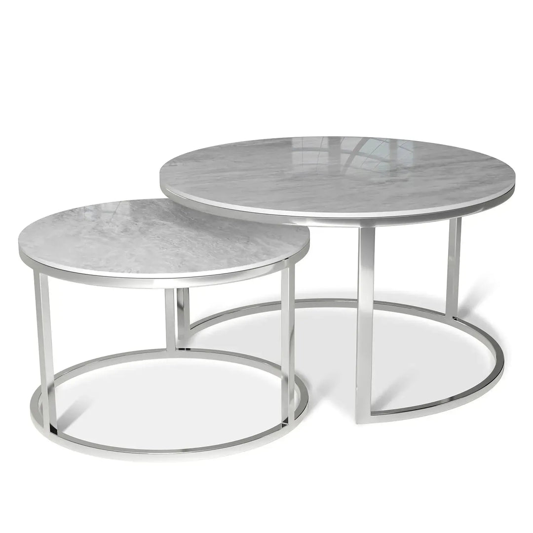 Modern sintered stone coffee table silver situational feels.