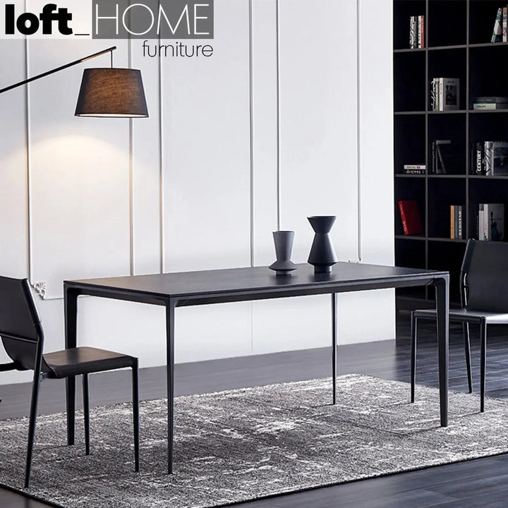 Minimalist sintered stone dining table long island black primary product view.