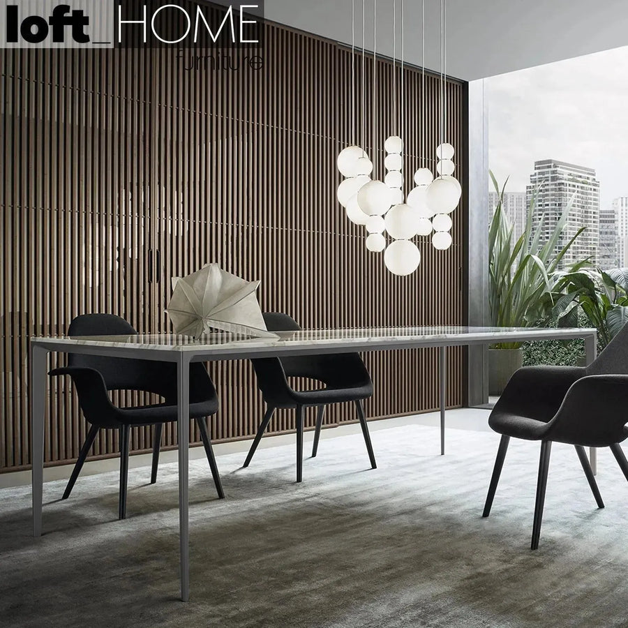 Minimalist sintered stone dining table long island grey primary product view.