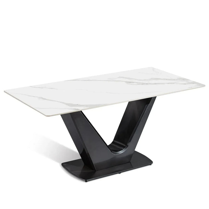 Modern sintered stone dining table titan v in panoramic view.