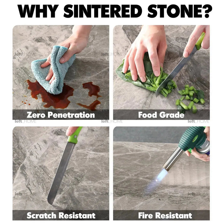 Modern sintered stone dining table titan v in real life style.