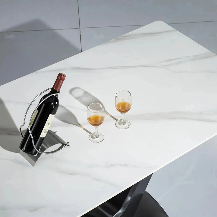 Modern sintered stone dining table titan v in details.