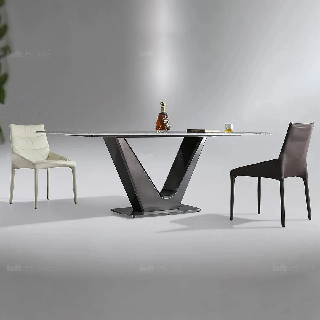Modern sintered stone dining table titan v with context.
