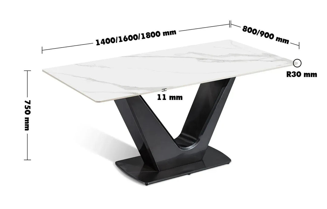 Modern sintered stone dining table titan v size charts.