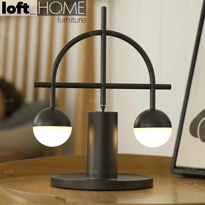 Contemporary steel charging table lamp balance primary product view.
