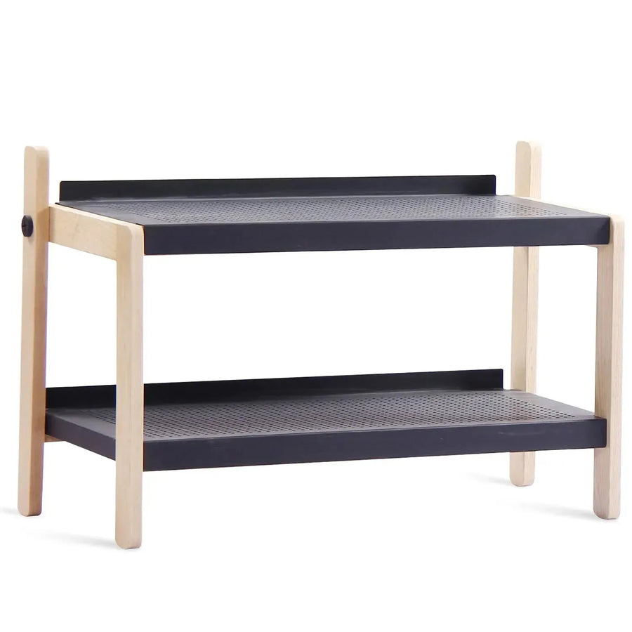 Modern steel shoe shelf sko 2 in white background.