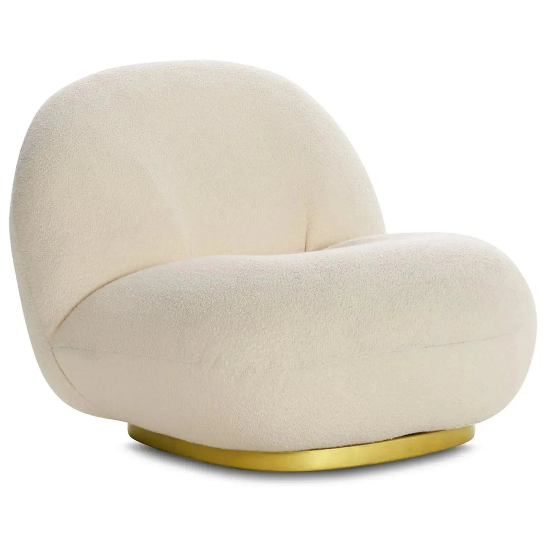 Cream teddy fabric 1 seater sofa pacha in white background.