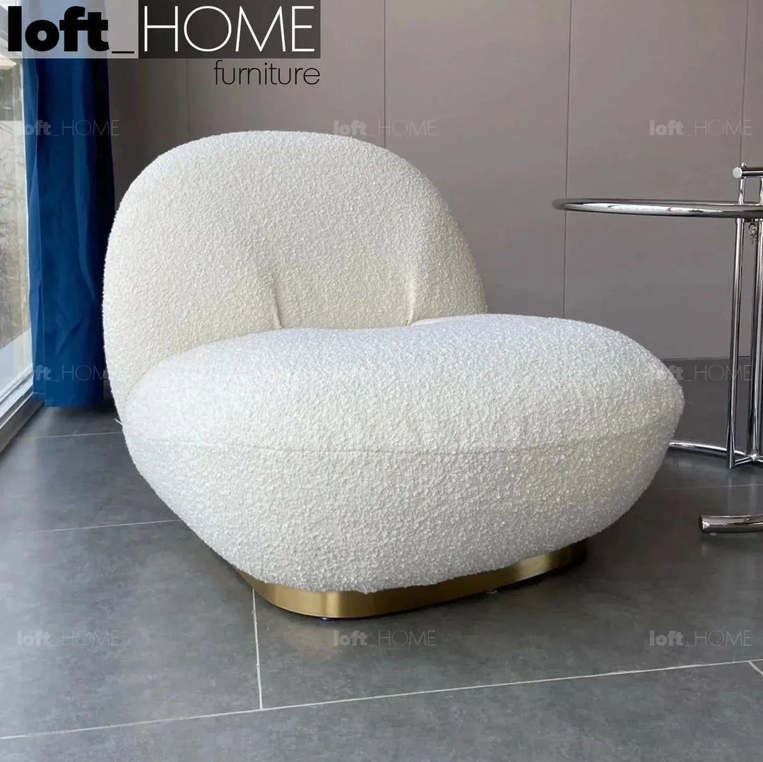Cream teddy fabric 1 seater sofa pacha layered structure.