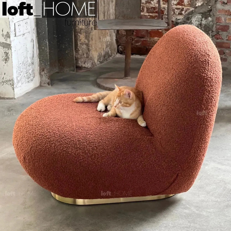 Cream teddy fabric 1 seater sofa pacha primary product view.