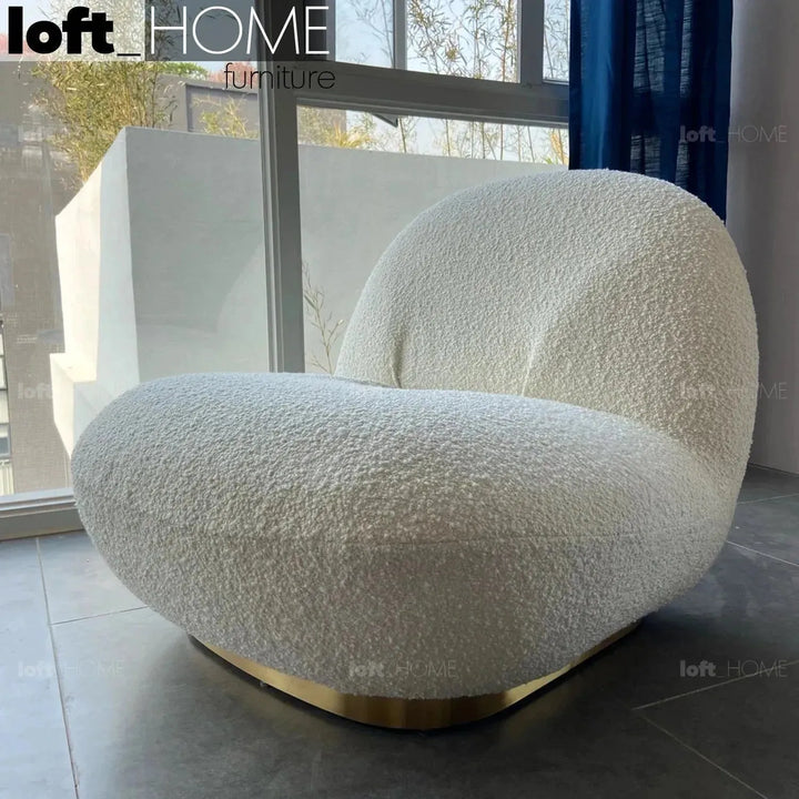 Cream teddy fabric 1 seater sofa pacha situational feels.