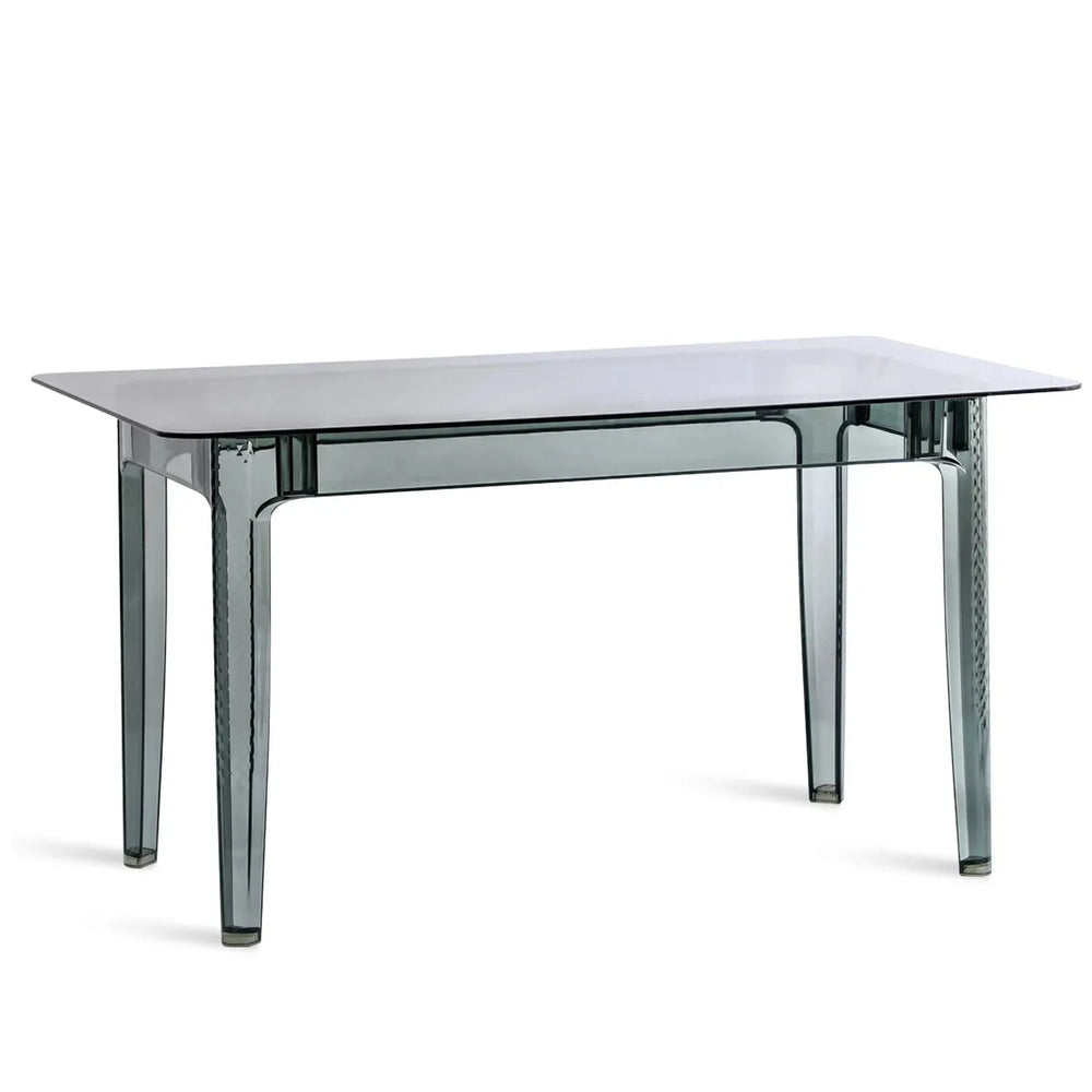 Contemporary tempered glass dining table cielo in white background.