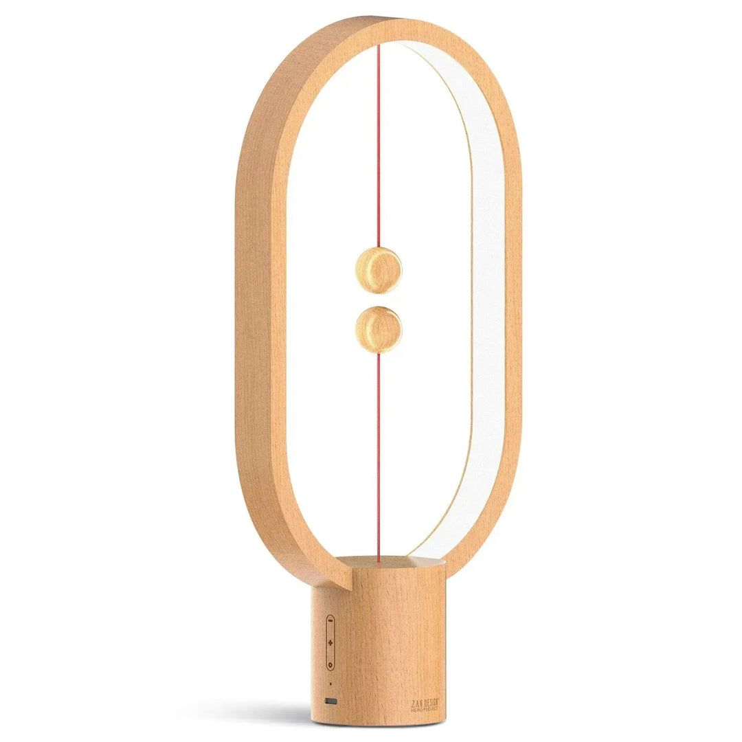 Contemporary wood grain charing table lamp heng l in white background.