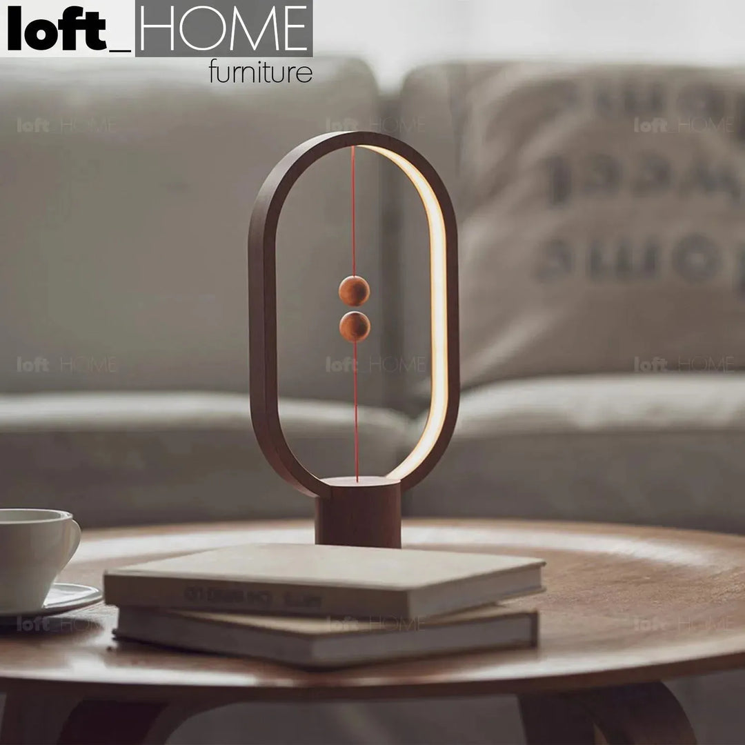 Contemporary wood grain charing table lamp heng l in real life style.