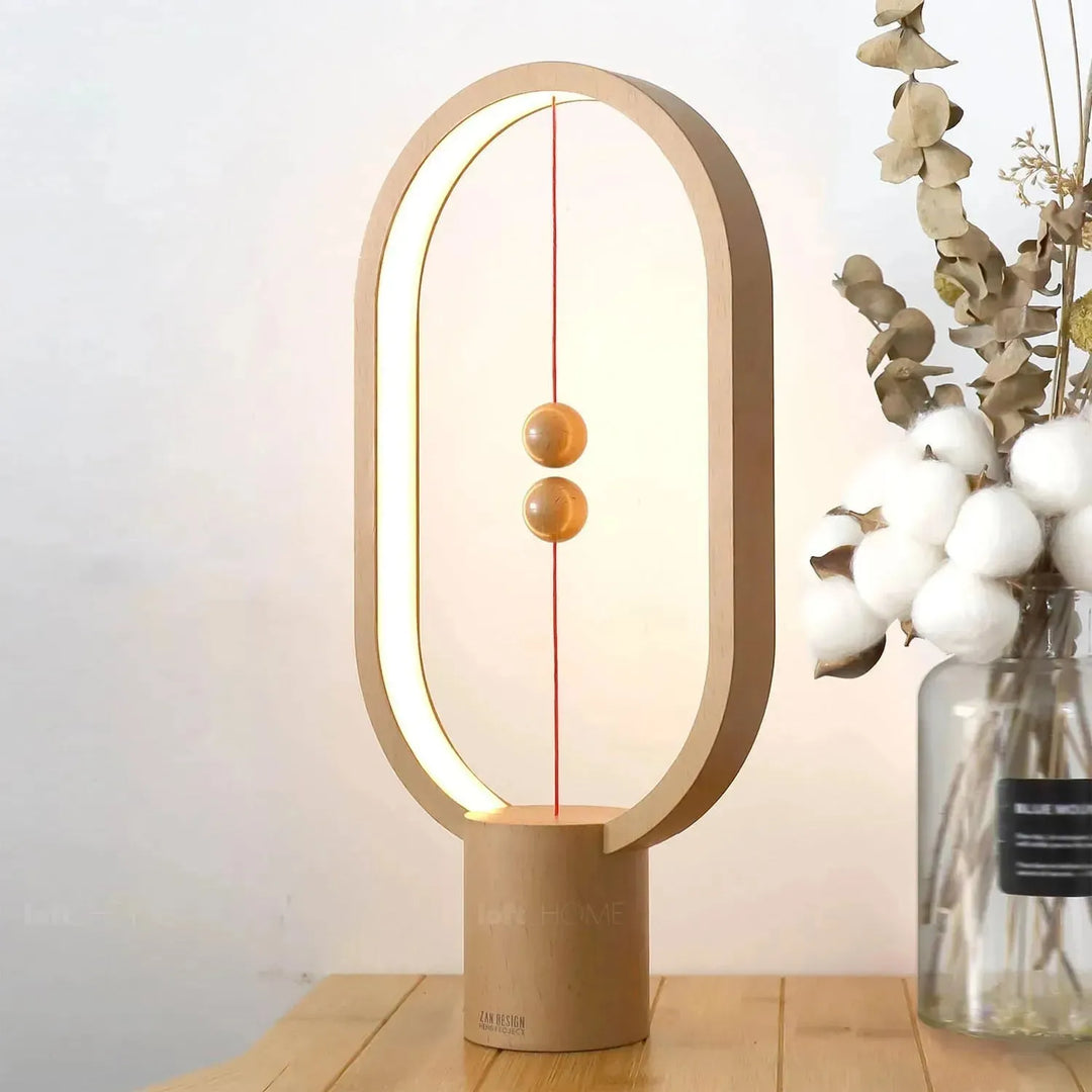Contemporary wood grain charing table lamp heng l primary product view.