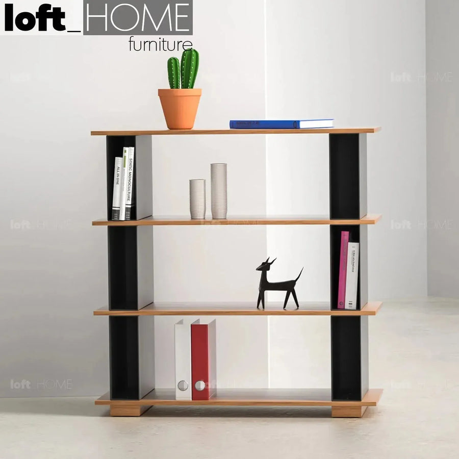 Modern wood bookshelf valeen primary product view.