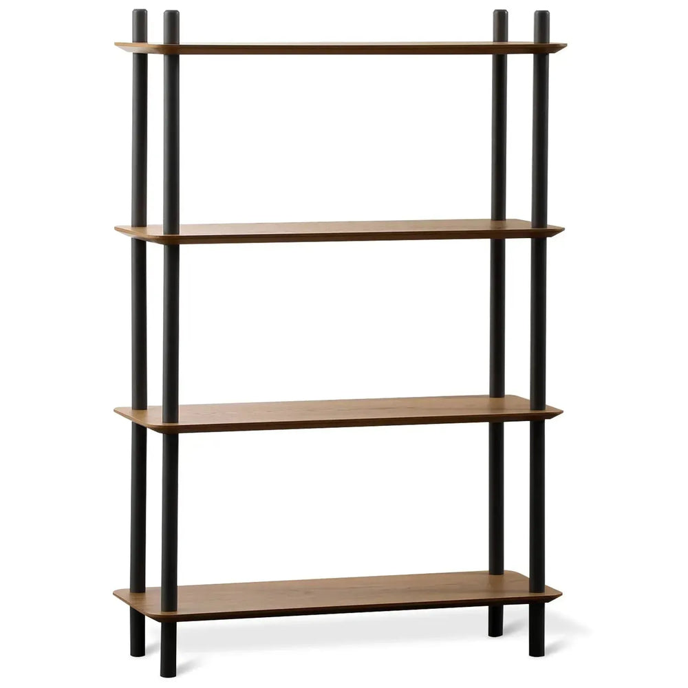 Modern wood display shelf hanover 4 in white background.