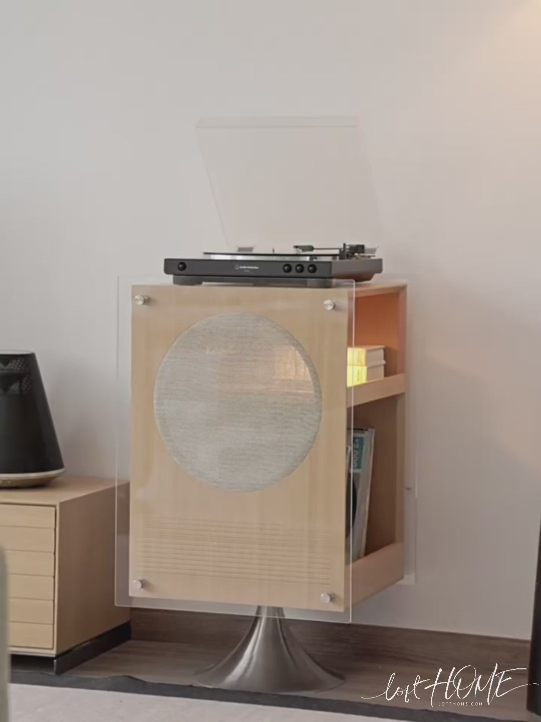 Minimalist Oak Wood Veneer Revolving Side Table MUSE