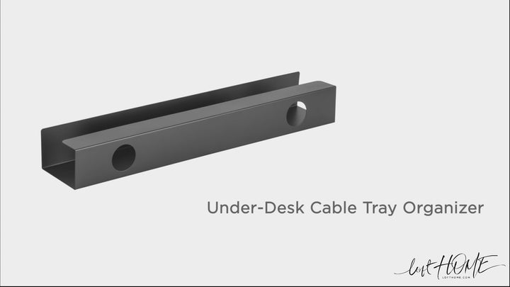 Modern metal under desk cable tray organizer decor layered structure.