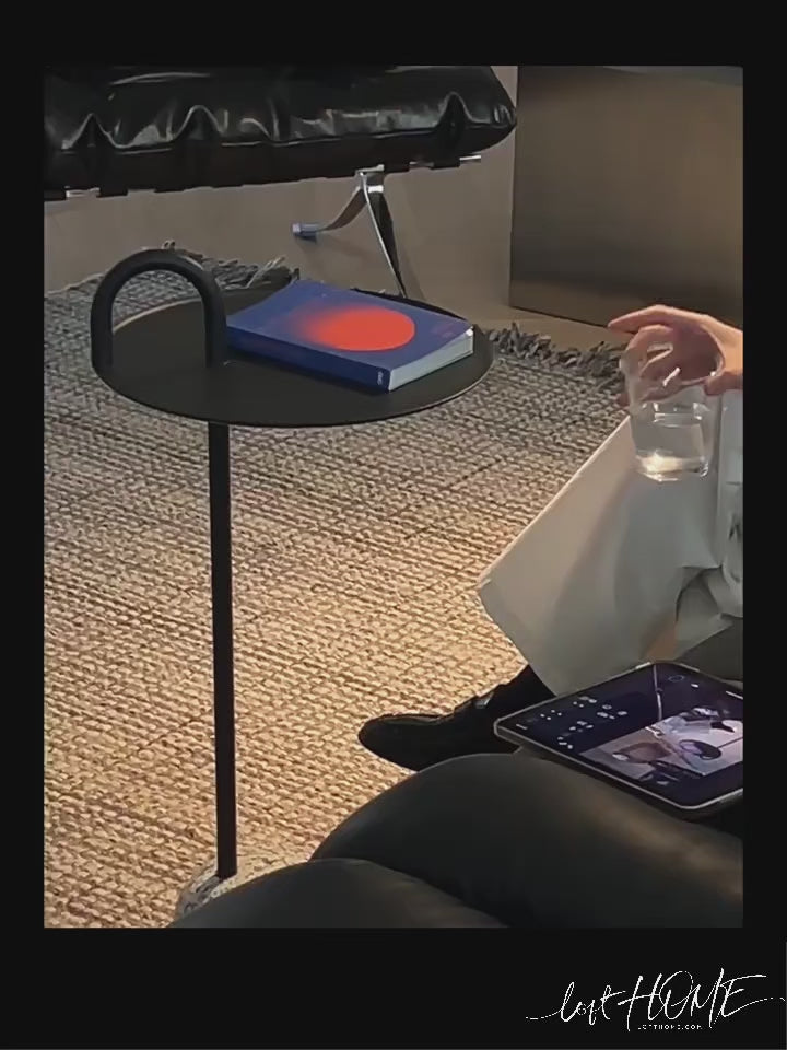 Minimalist steel marble side table loop color swatches.