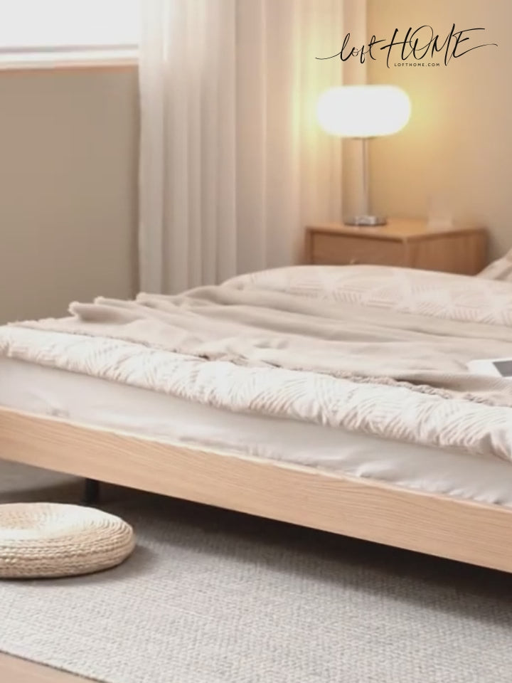 Scandinavian oak wood platform floating bed nora detail 8.