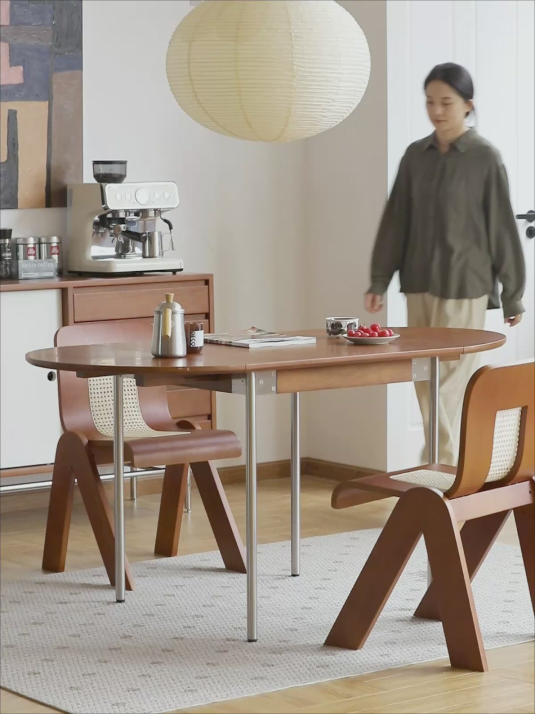 Vintage boxwood stainless steel mobile overbed table sereni detail 9.