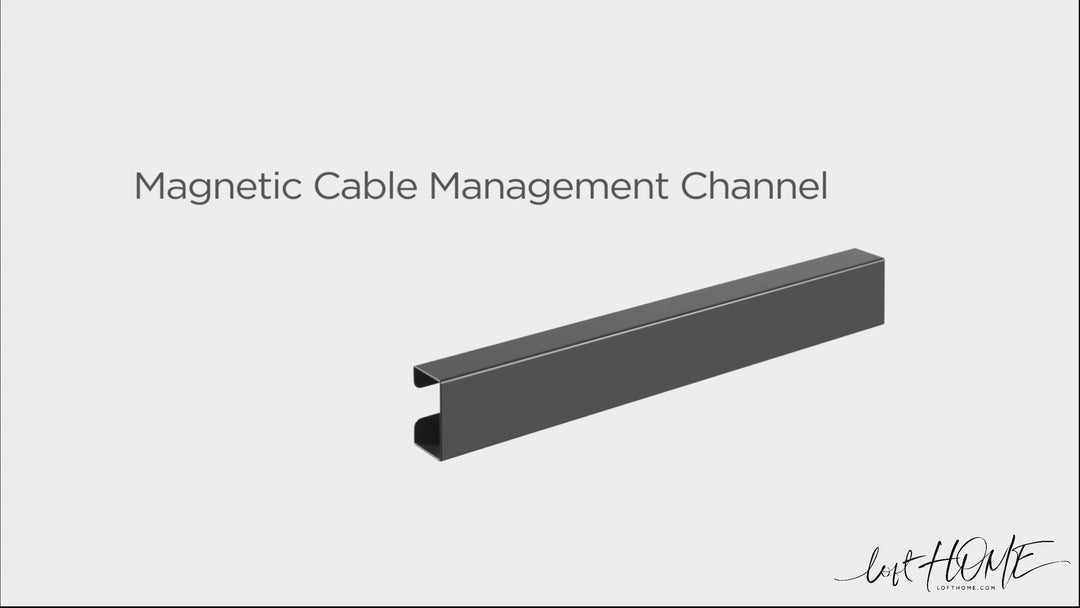 Modern metal magnetic cable management channel in details.