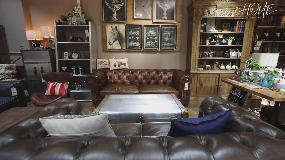 Vintage genuine leather 1 seater sofa chesterfield classic detail 3.