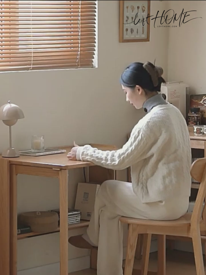 Scandinavian oak wood extendable study table jora detail 7.