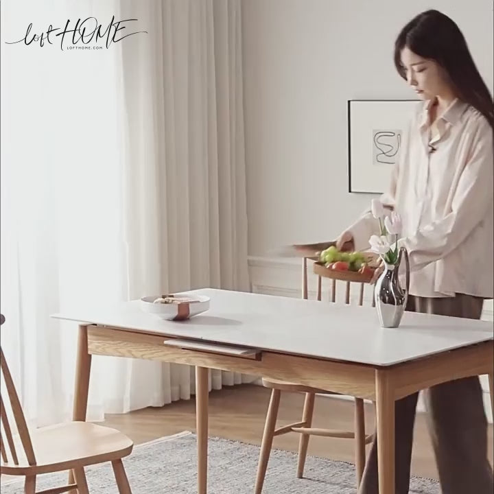 Scandinavian extendable sintered stone dining table graceful charm detail 10.