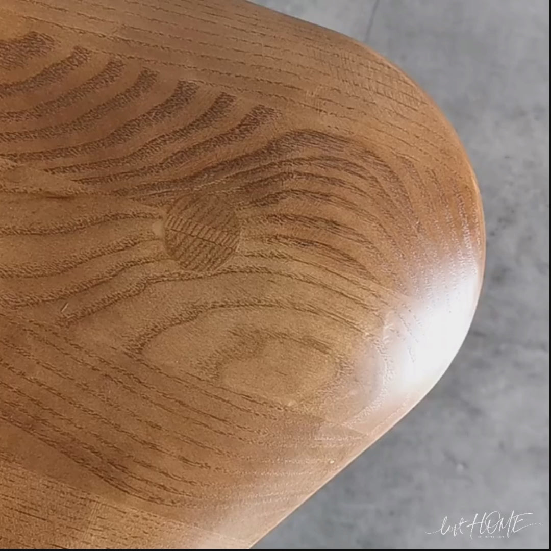 Japandi wood dining stool ride detail 12.