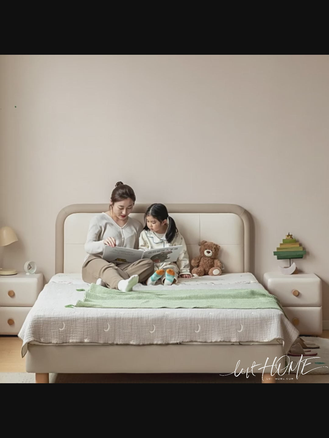 Modern microfiber leather kids bed cradle color swatches.