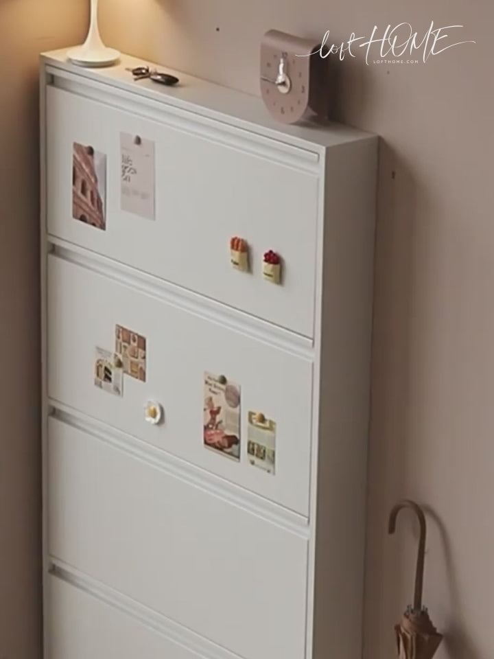 Minimalist steel shoe cabinet slim detail 8.