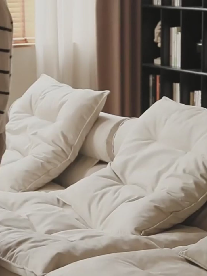 Contemporary suede fabric modular sofa armrest bloom detail 4.