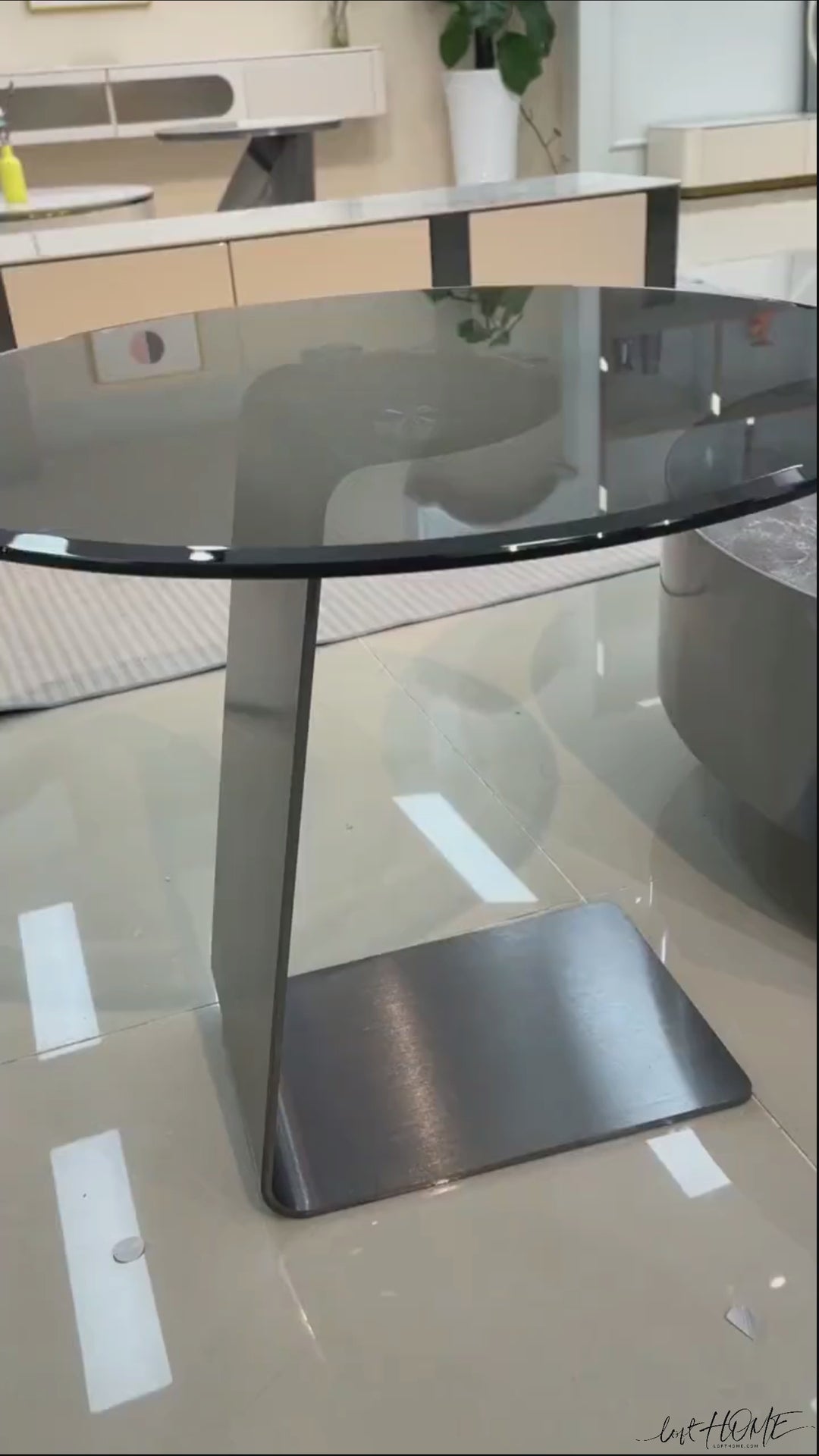 Modern sintered stone coffee table 2pcs set bonis grey layered structure.