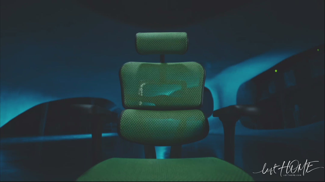 Modern mesh ergonomic office chair black frame with legrest ergohuman e2 detail 1.