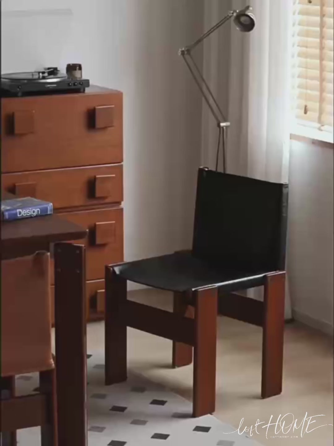 Vintage Genuine Leather Dining Chair TANSU