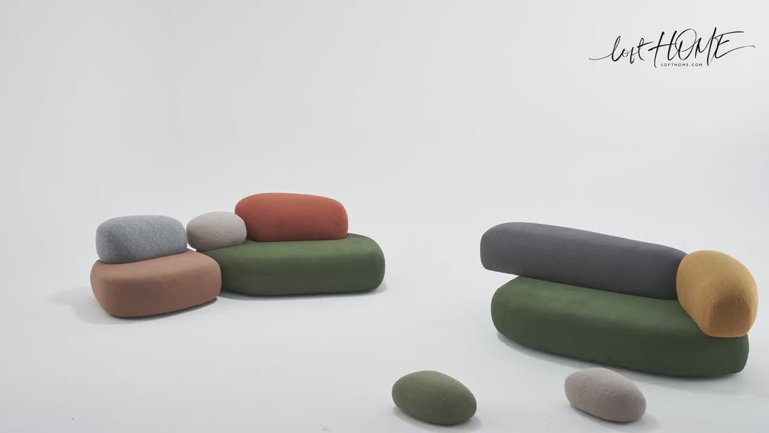 Contemporary fabric 2 seater sofa pebble detail 9.